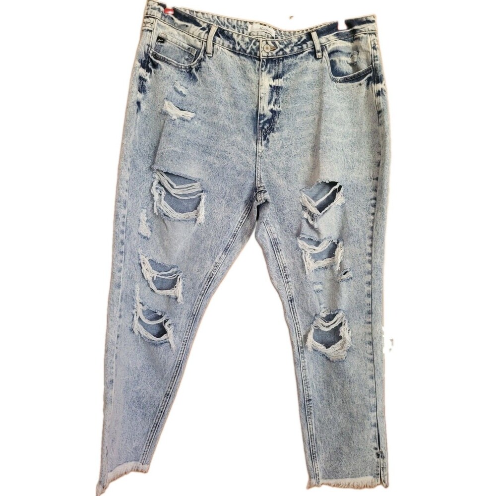 KanCan Stone Wash High Rise Distressed Raw Hem Denim Jeans Plus 18W
